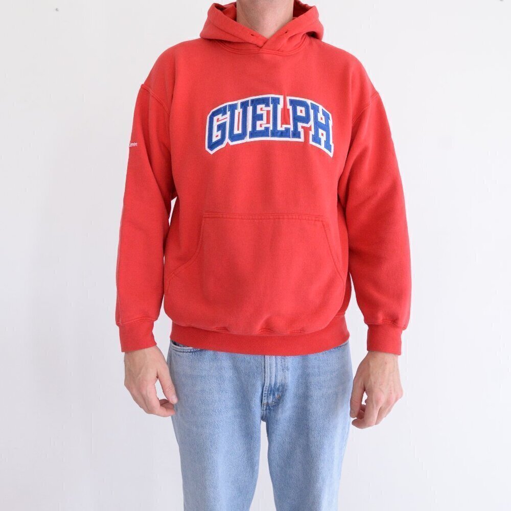 Gildan Activewear Red Guelph University Hooded Pullover Sweater Medium
